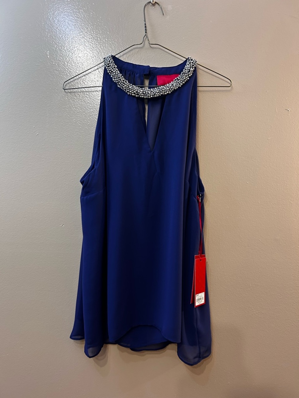 Jennifer Lopez Beaded Halter Camisole - Royal Blue